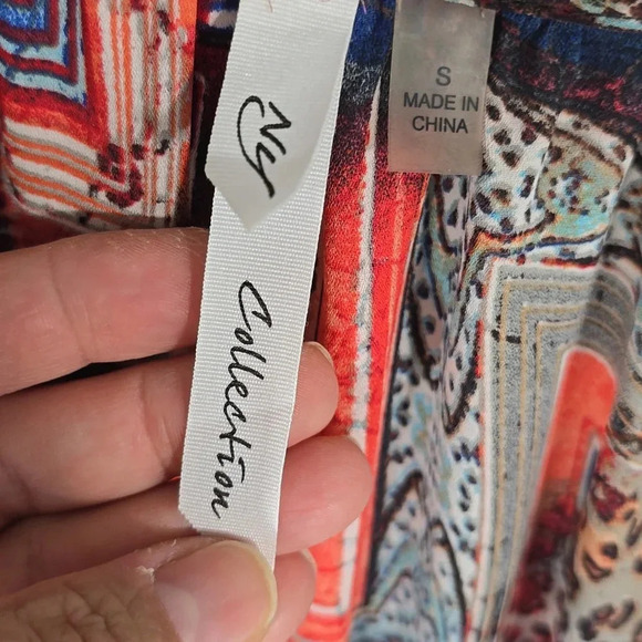{NY Collection} Women's Abstract Print Long Sleeve Button Down Blouse - Size S - Picture 11 of 11